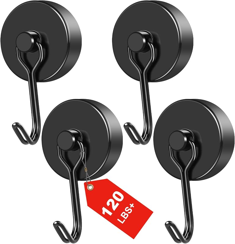 Ganchos magnéticos negros 120lb para puerta metal hogar oficina