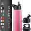 Botella agua acero inox 25oz con popote 3 tapas a prueba de fugas