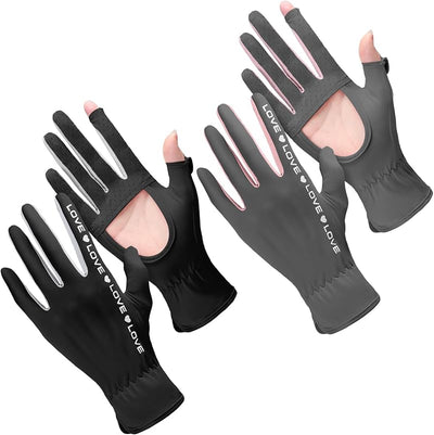 2 Pzas Guantes Sol Mujer UV Táctil Antiderrap