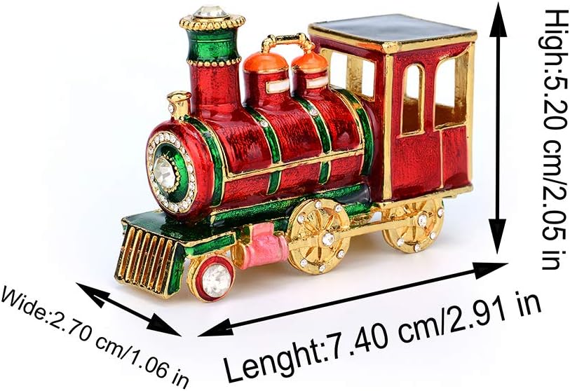 Caja joyería tren vapor bisagras cristal esmaltado