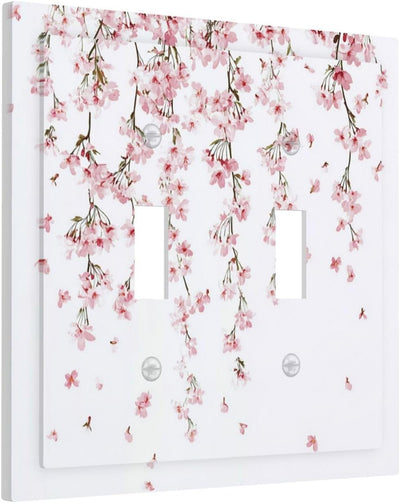 Placas decorativas interruptor sakura flores rosadas doble salida