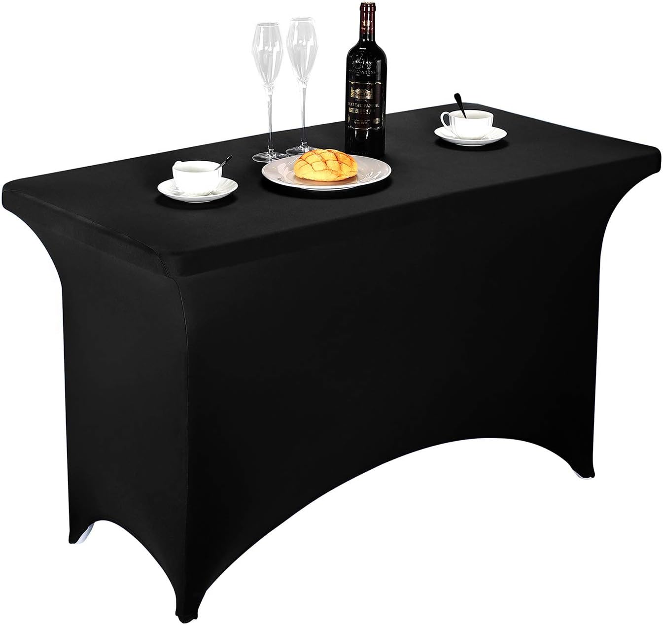 Mantel elástico mesa plegable 4 pies negro