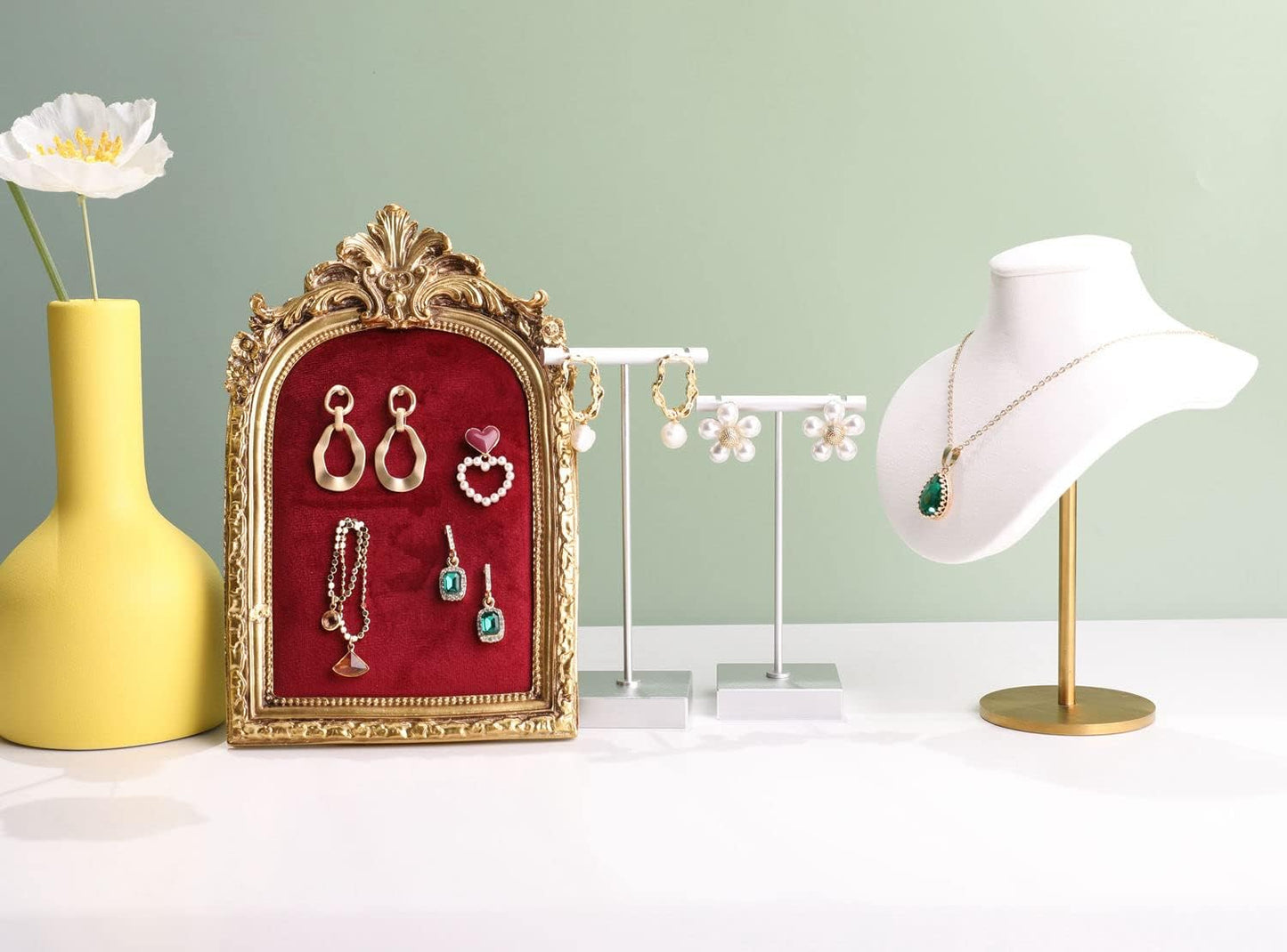 Soporte metal forma T para aretes y joyas expositor