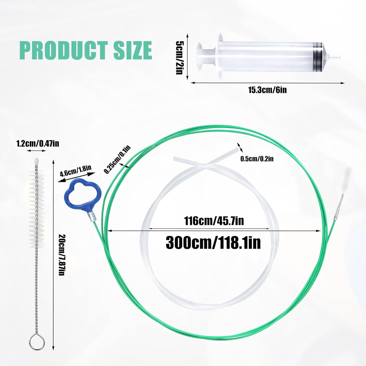 Kit limpieza drenaje techo corredizo 118pulg cepillo manguera