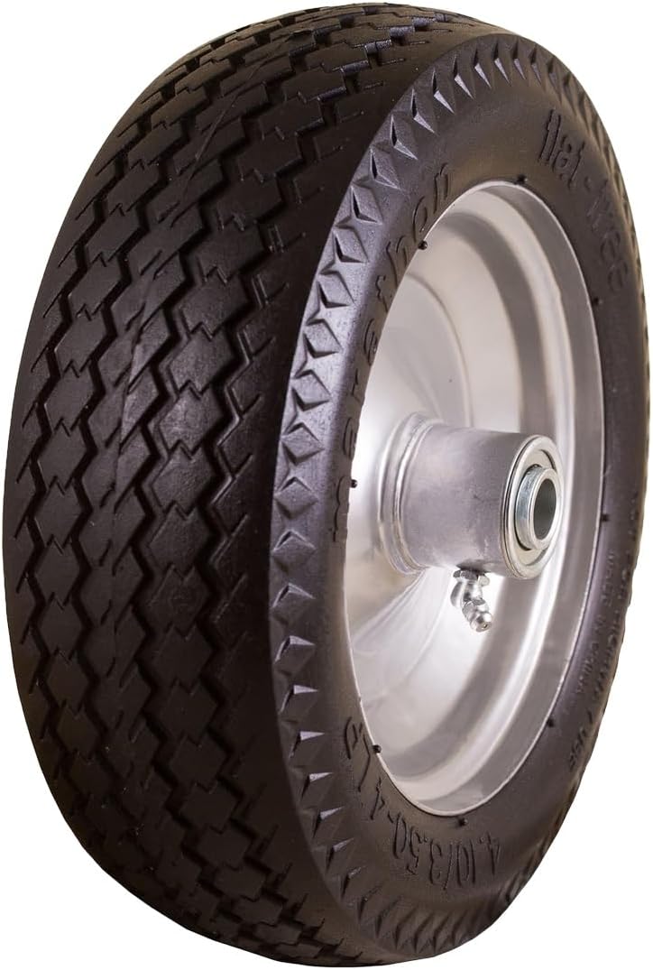 Neumático sin pinchazos 10" goma sólida 5/8" carretilla