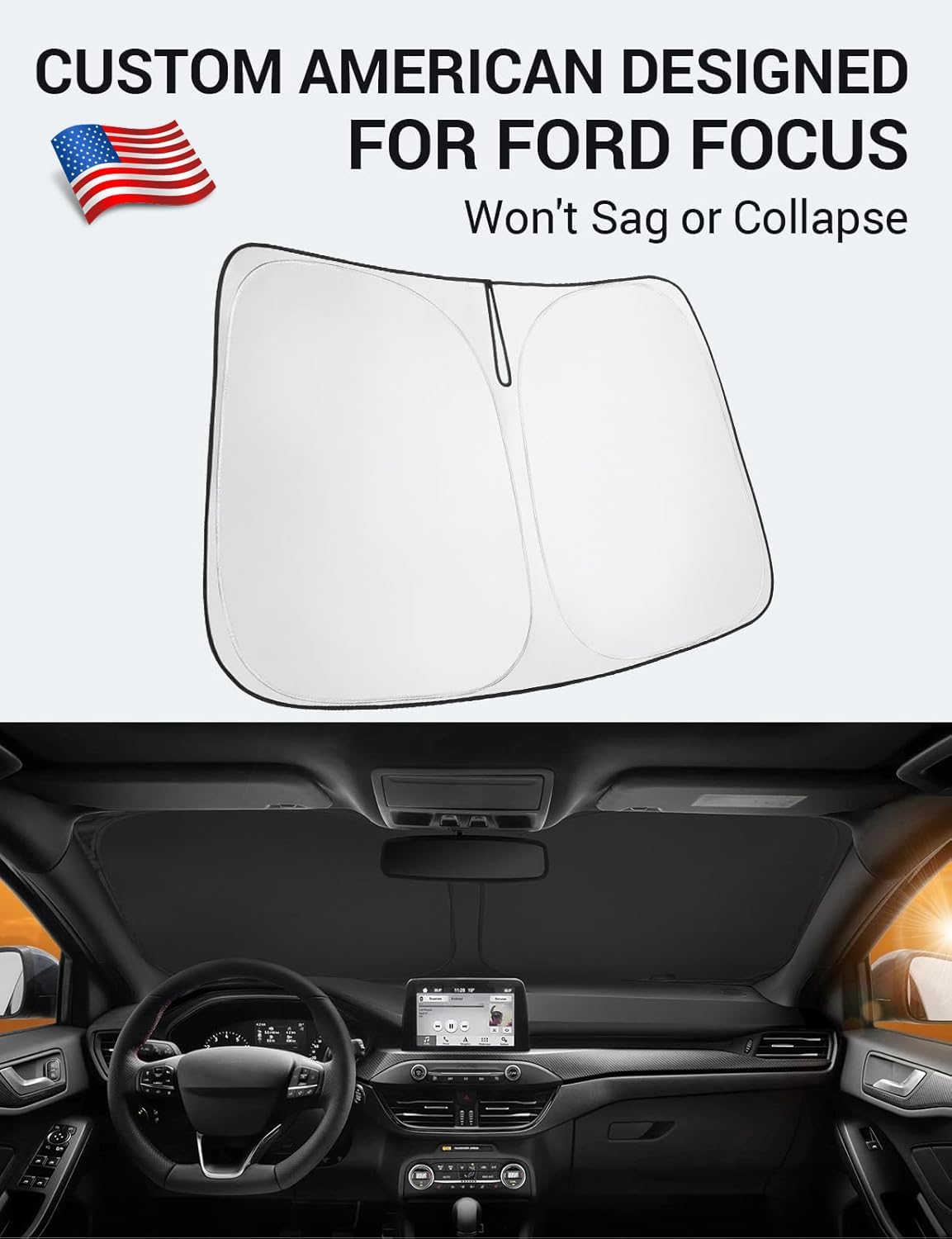 Parasol plegable Ford Focus 4 capas bloquea UV