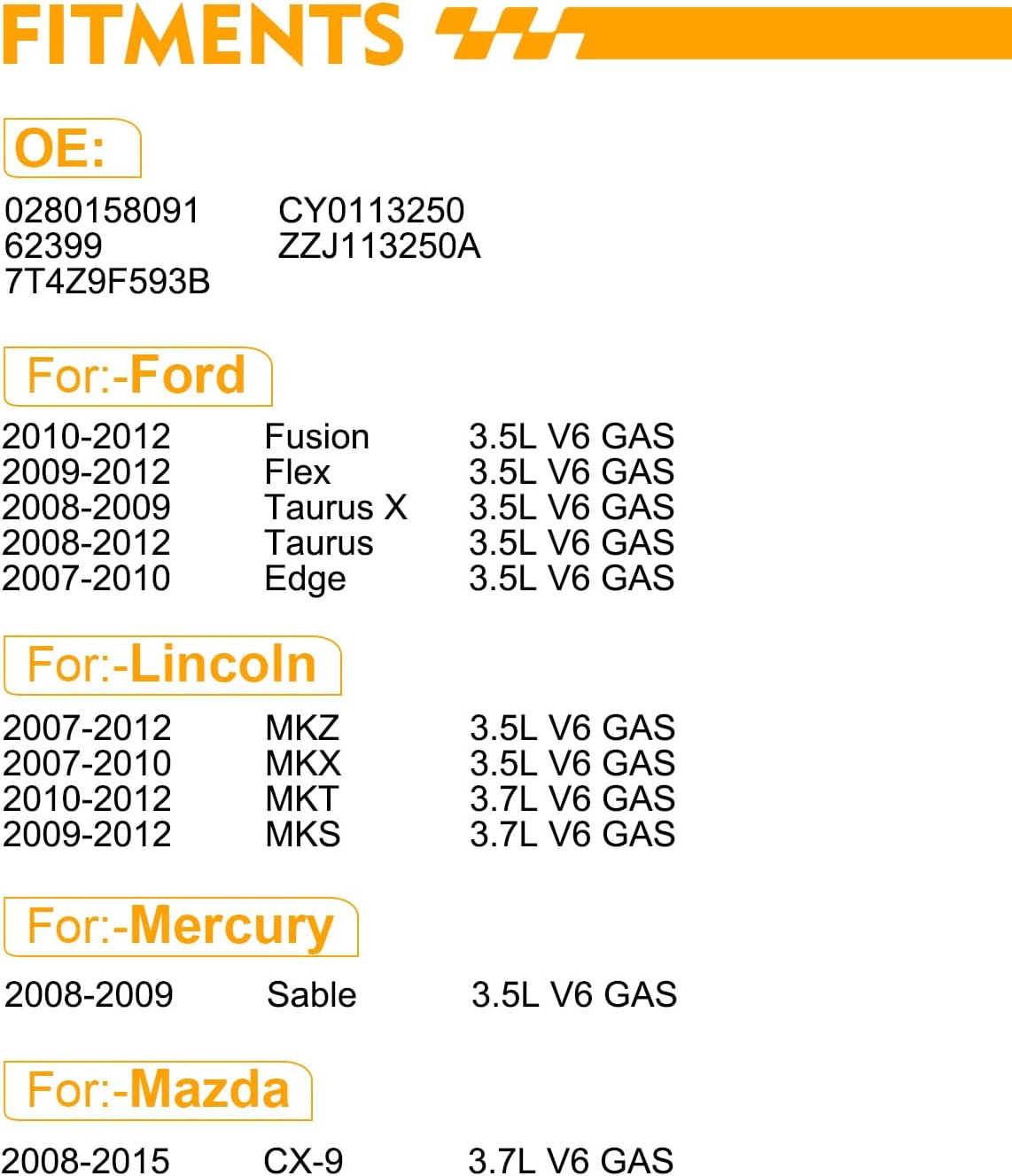 Inyectores combustible comp Ford Edge Flex Taurus 07-12