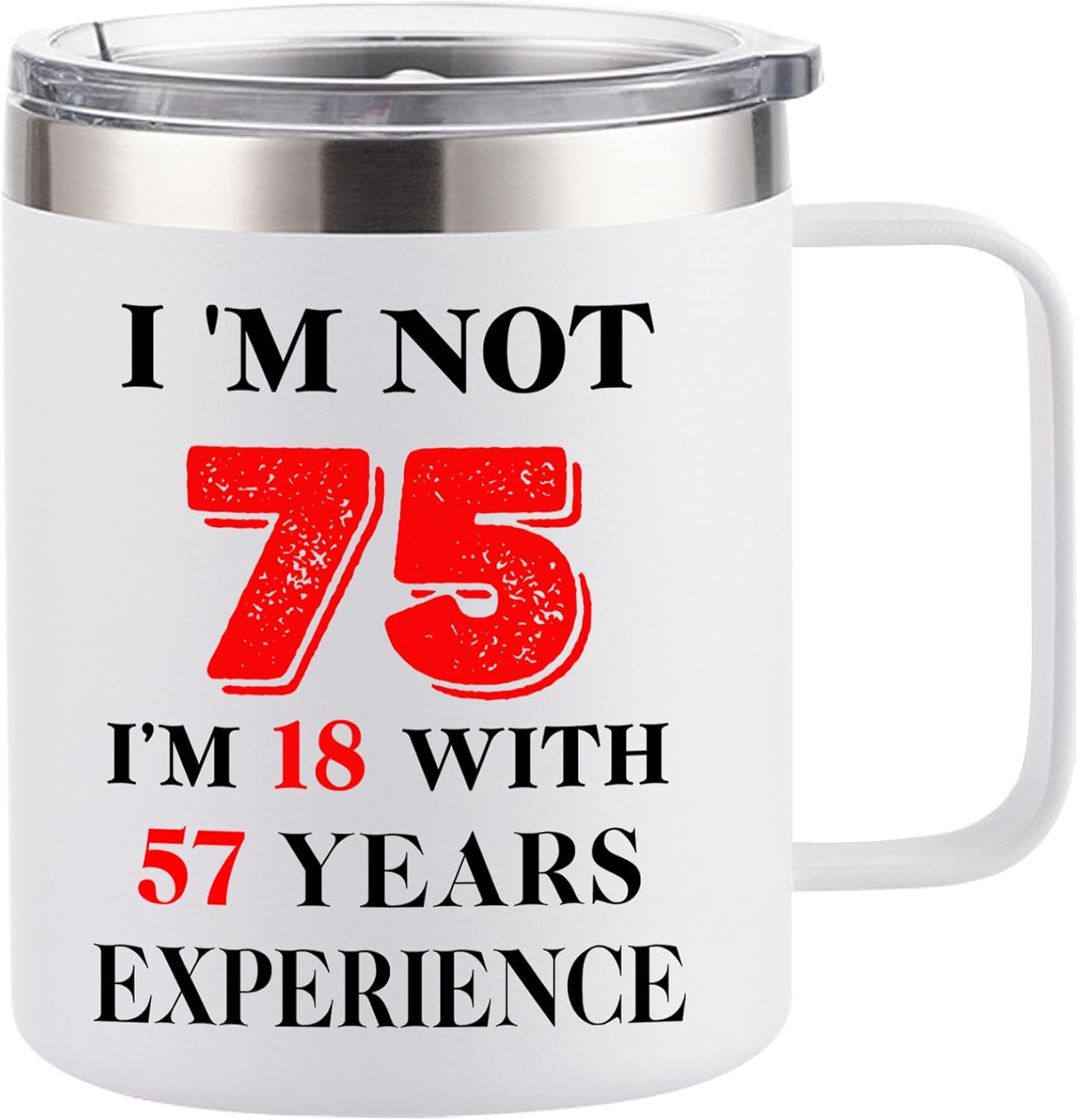 Taza acero inox color regalo cumpleaños 75 años