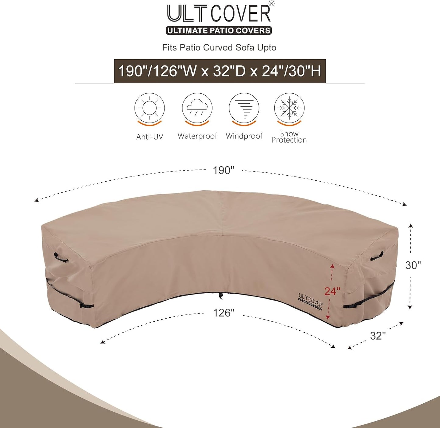 Funda sofá patio impermeable 5-7 plazas 190x126x32pulg