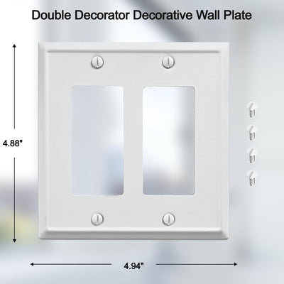 Placa pared metal interruptor doble 2 unidades blanco