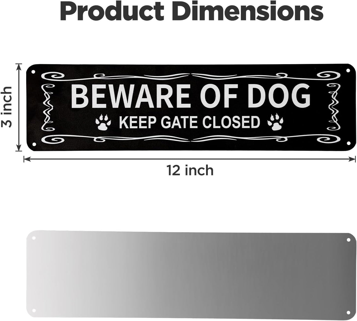 2 Letreros Aluminio Reflectante 12x3pulg Beware of Dog Negro