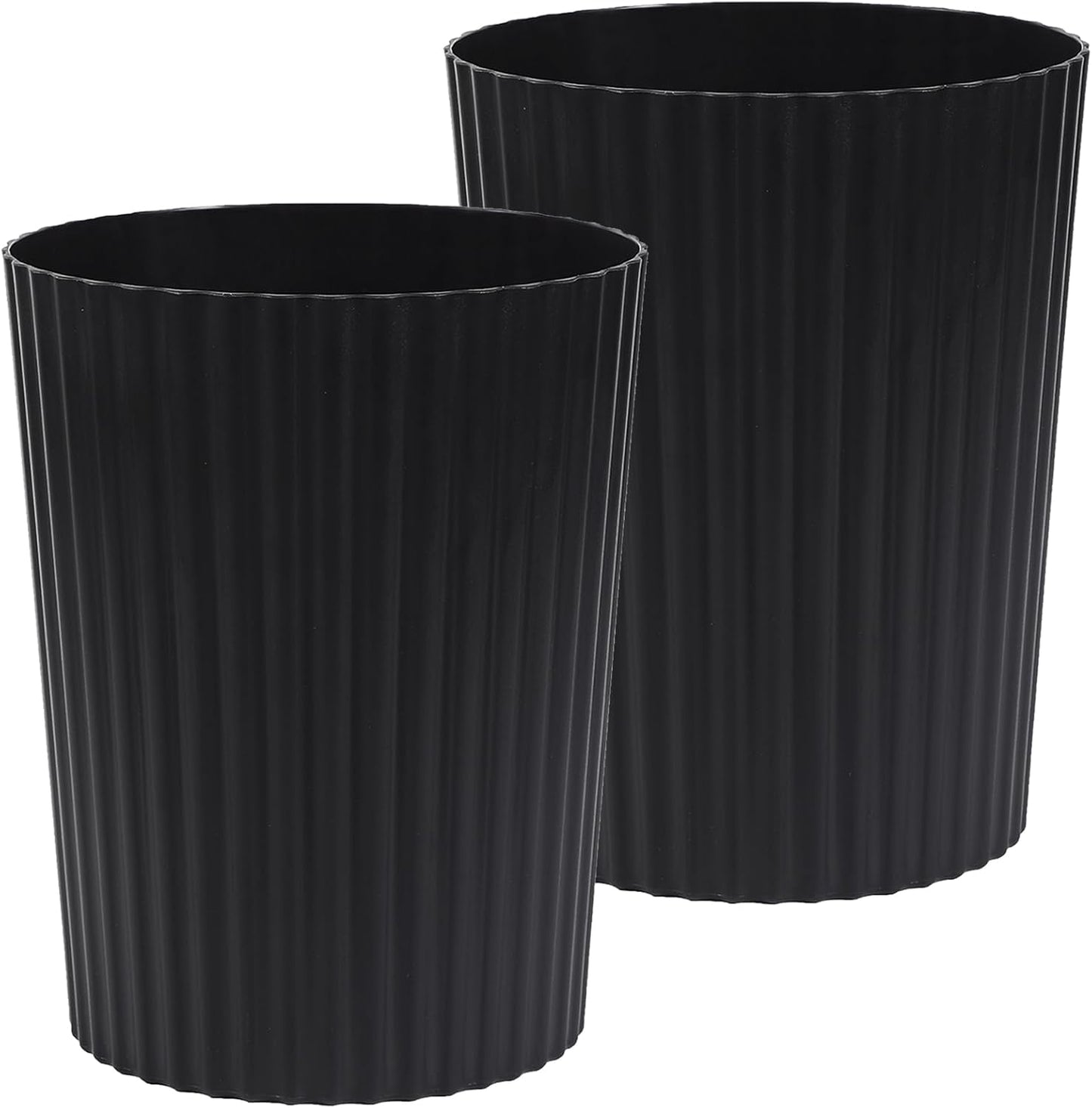 Cubo basura plástico redondo para baño cocina oficina 2 pzas negro