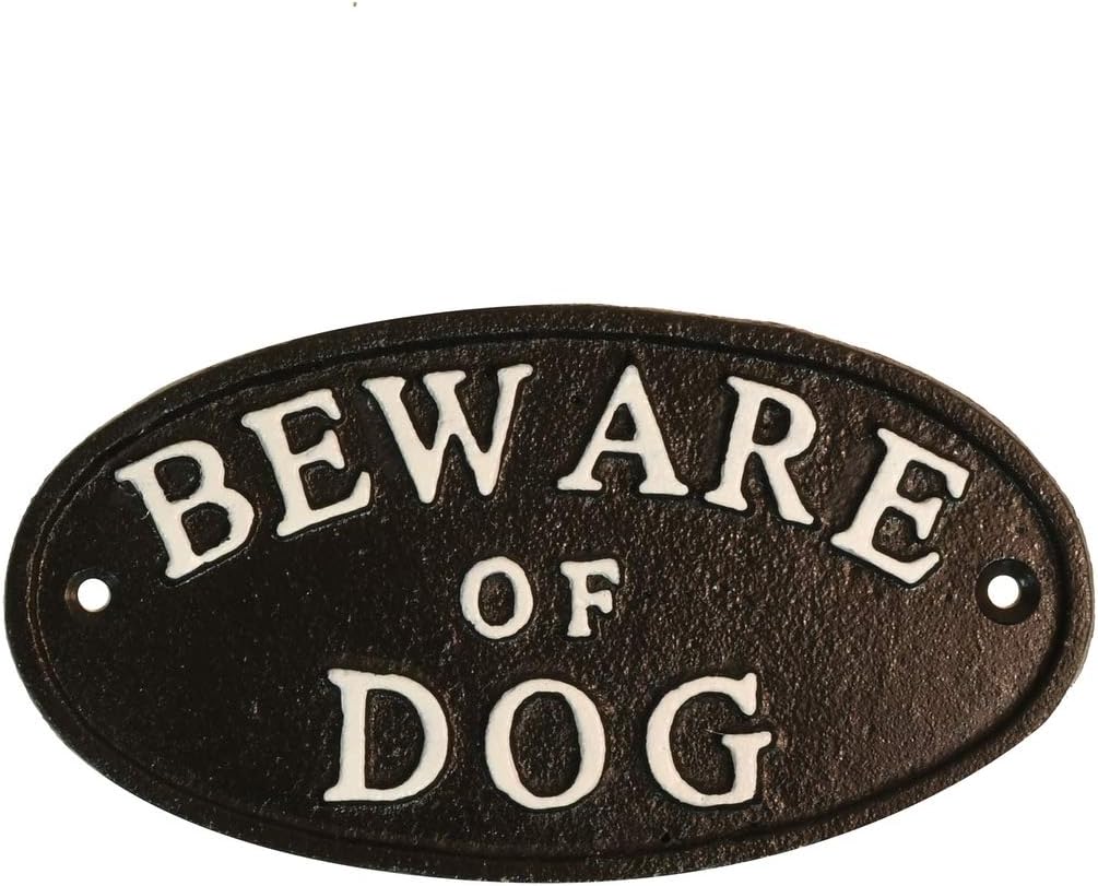 Letrero hierro fundido negro Beware of Dog puerta jardín