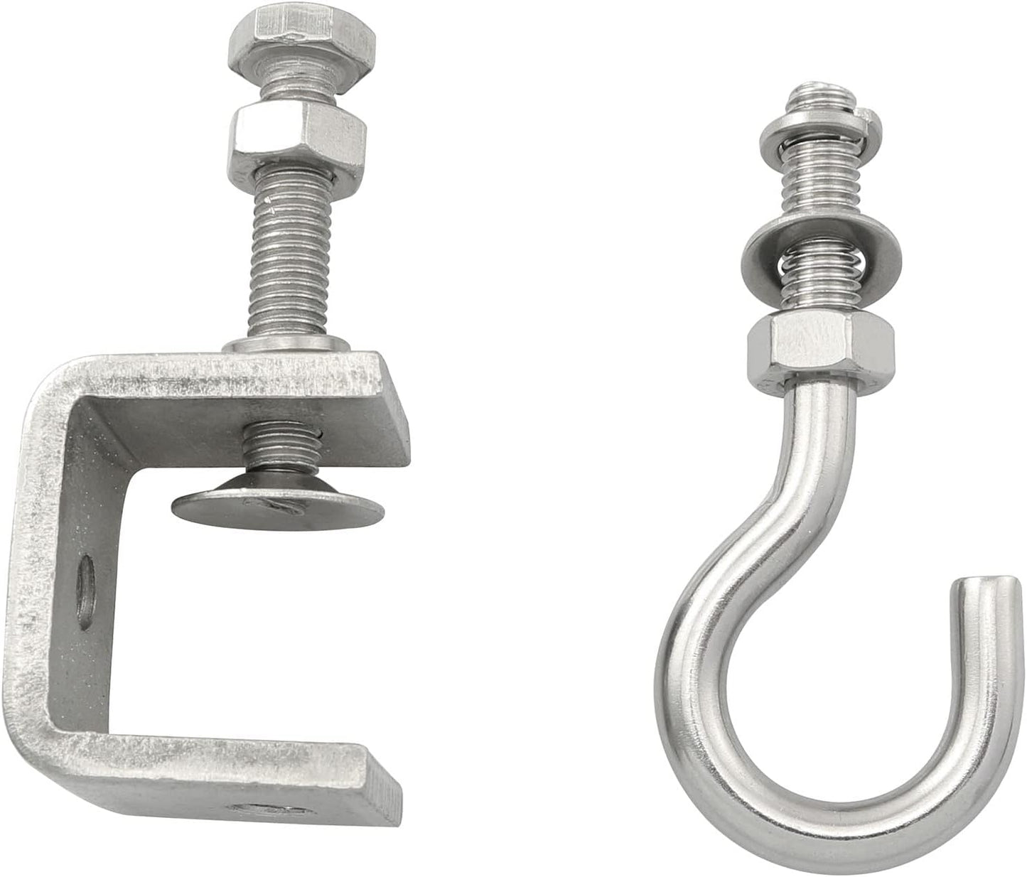 Set 2 abrazaderas C acero inox 1-3/16 pulg y ganchos J