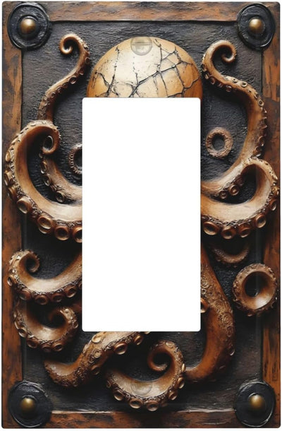 Cubiertas decorativas para tomacorrientes pulpo vintage 1 gang