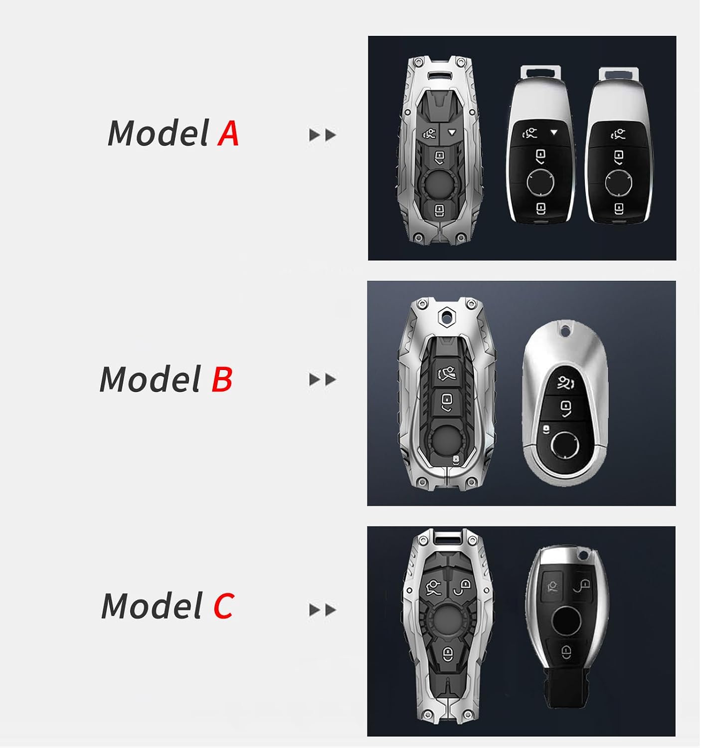 Funda llavero metal pesado Mercedes Benz A-Plata