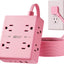 Cable extensión rosa 10ft con regleta 8 tomas USB C