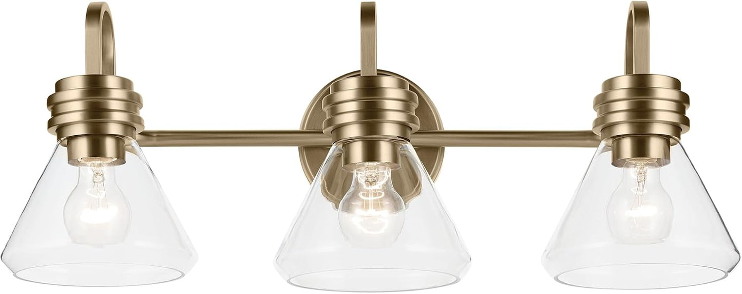 Lámpara tocador 3 luces bronce cristal 26pulg