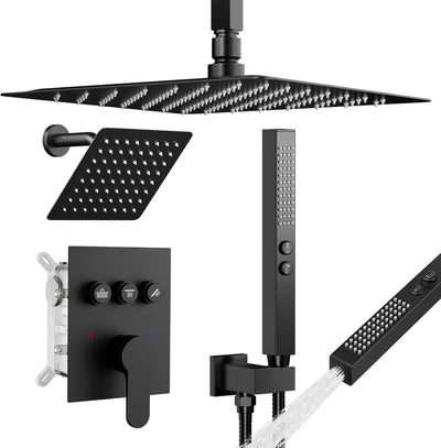 Set grifo ducha 12pulg lluvia y mano doble techo 3 vías