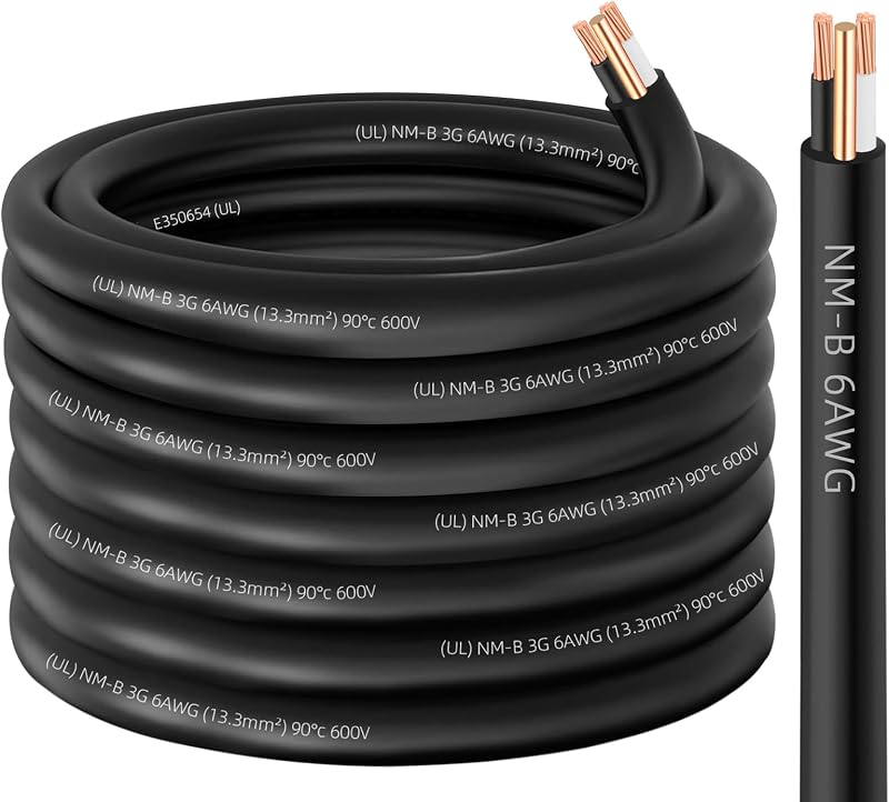 Cable NM-B 6/2 con tierra 50 ft cobre trenzado interior