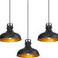 Luces colgantes negras isla cocina ajustable 3 pack