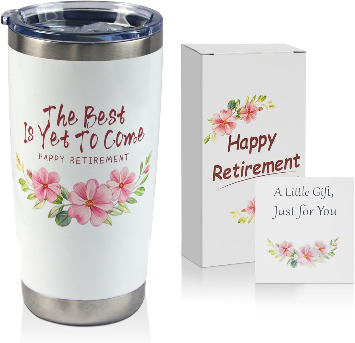 Vaso Acero Inox 20oz Con Tapa Regalo Jubilación Mujer