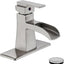 Grifo baño cascada níquel cepillado manija desagüe pop-up