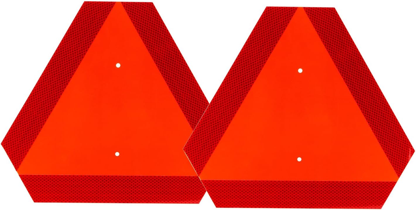 2 Letreros Vehículo Movimiento Lento Aluminio 13.7x15.7pulg Rojo