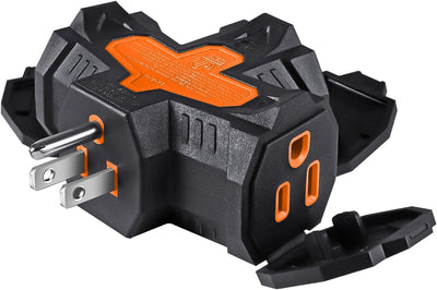Adaptador pared 3 tomas ETL negro resistente intemperie