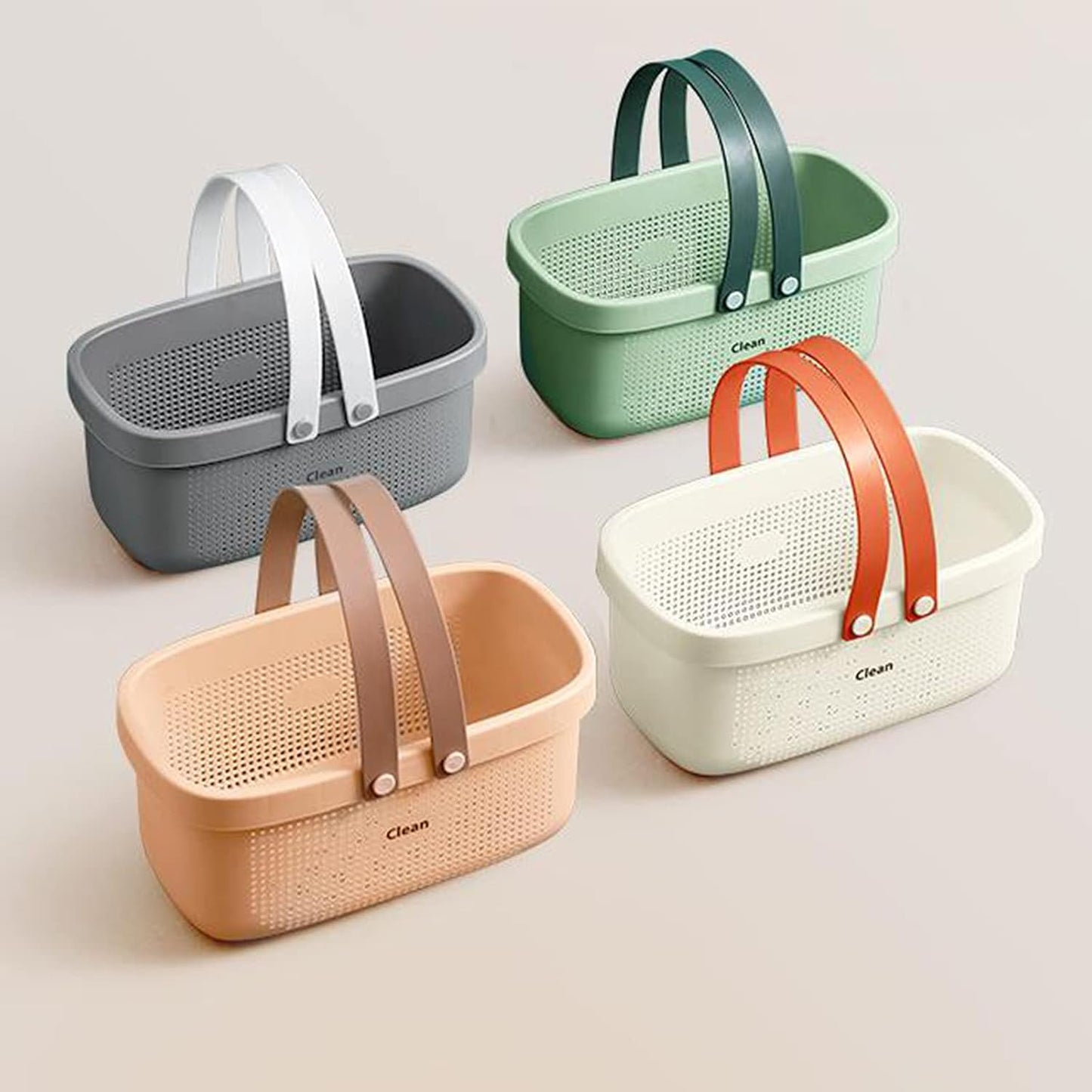 Cesta plástico con asa organiz. baño cocina dormitorio rosa