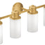 Accesorio baño doble 4 luces vidrio esmerilado oro