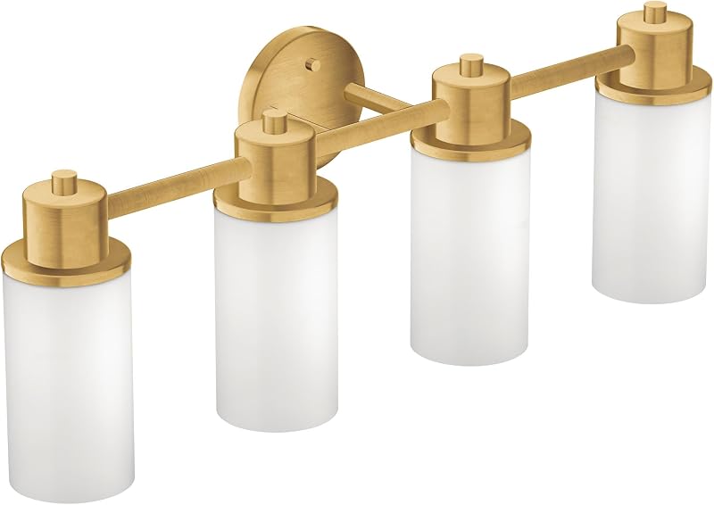 Accesorio baño doble 4 luces vidrio esmerilado oro