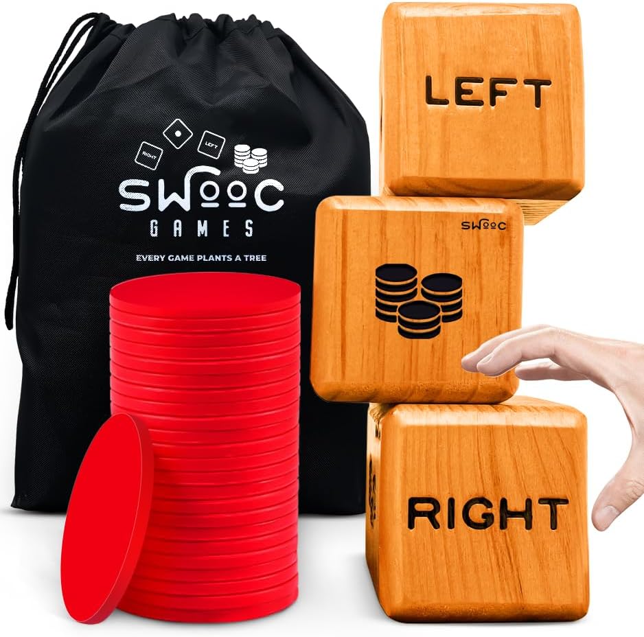 Set dados gigantes madera 24 fichas bolsa transporte jardín