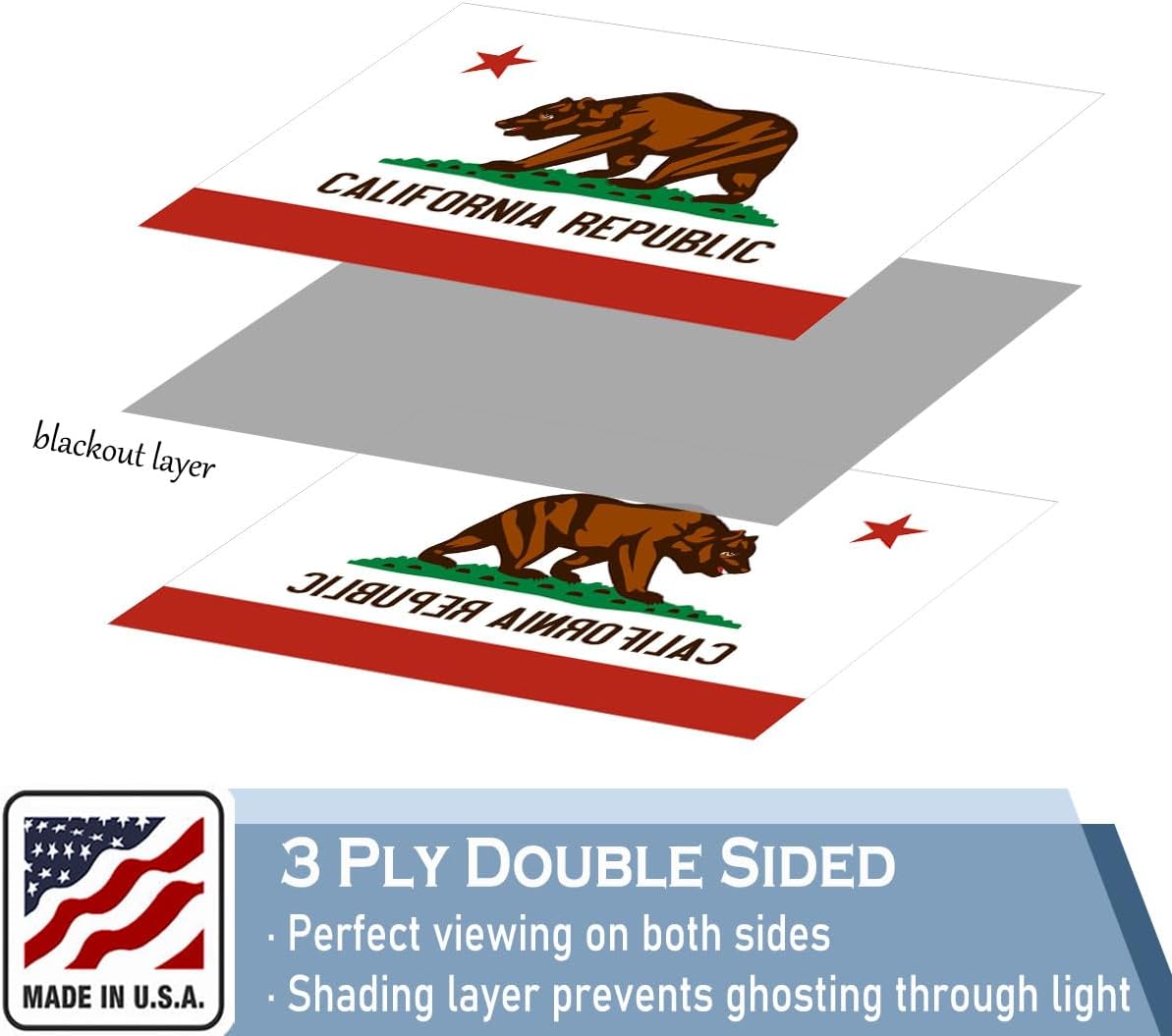 Bandera California 5x8ft doble cara alta resistencia