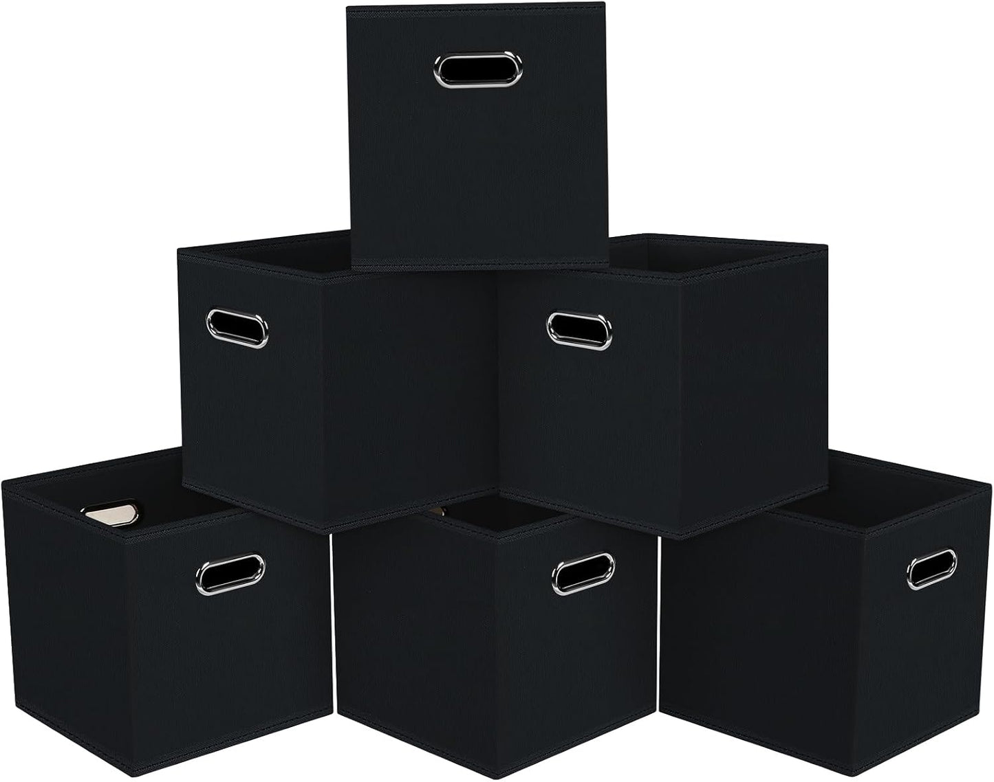 6 Pzas Cubos Almacenamiento Plegables Tela Negro