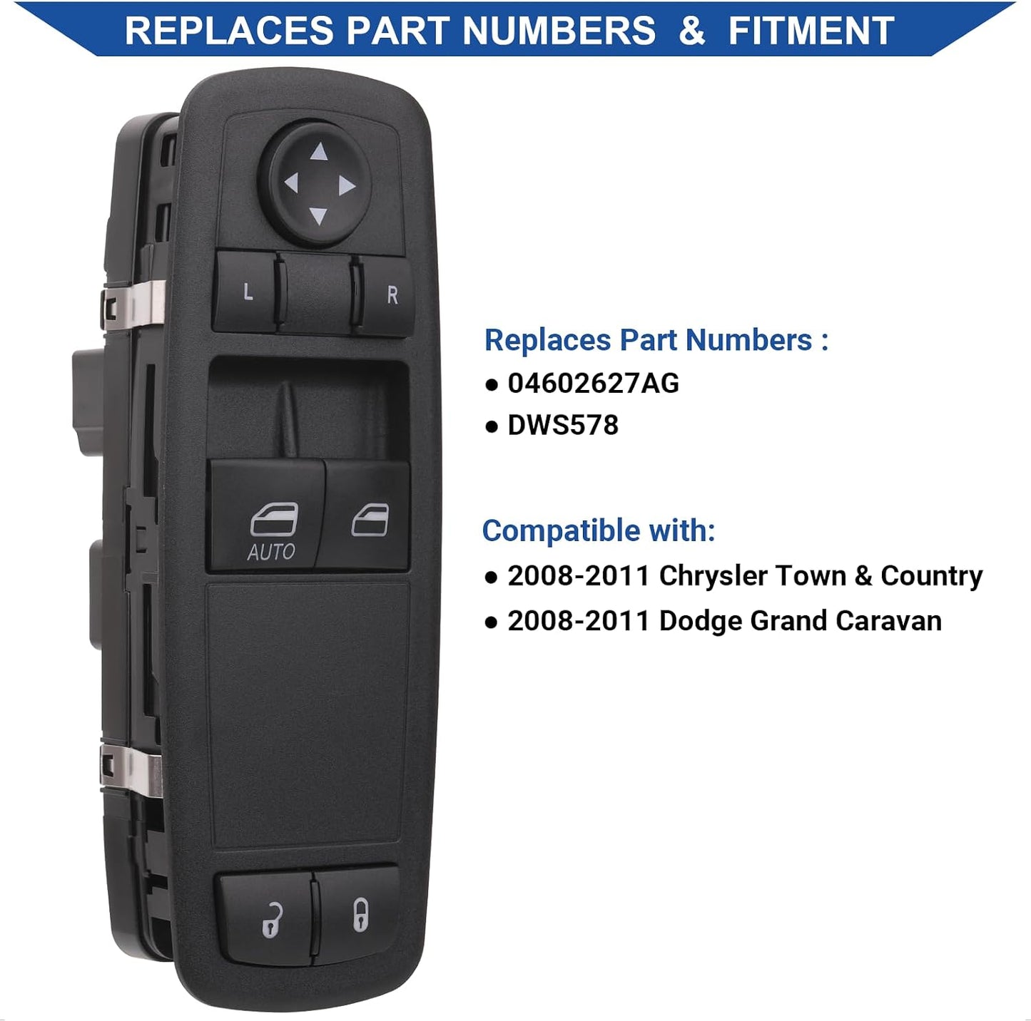 Interruptor ventana conductor comp Chrysler Town & Country