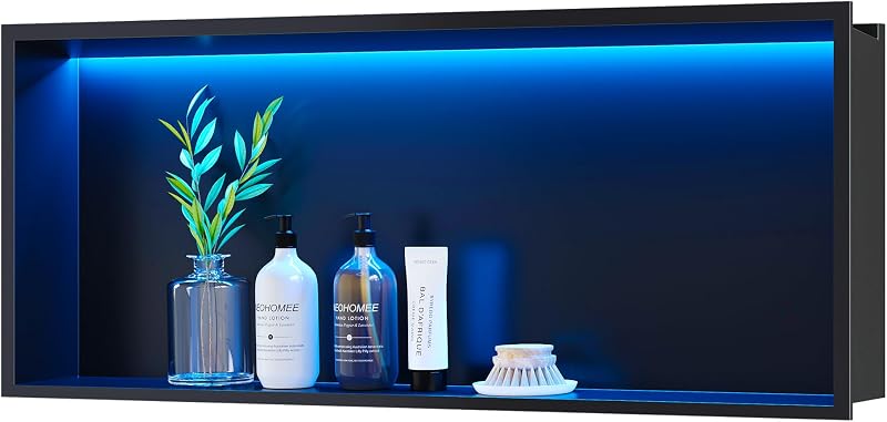 Nicho ducha LED RGB negro 30x12" acero inox