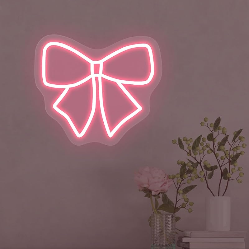 Letrero neón rosa con lazo regulable para pared y salón