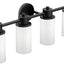 Accesorio baño doble 4 luces vidrio esmerilado negro