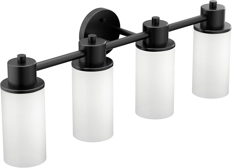 Accesorio baño doble 4 luces vidrio esmerilado negro