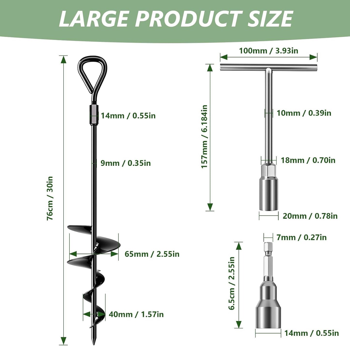 Anclaje tierra 18/30 pulg atornillable con llave hex