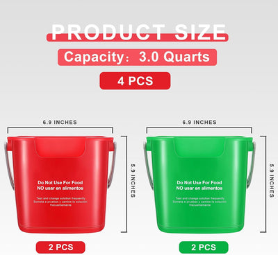 4 Cubos Limpieza 3qt Cuadrado con Boquilla Asa Comercial NTE