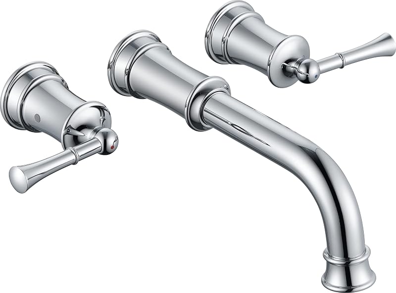 Llenador bañera pared alto flujo grifo latón 2 manijas cromo