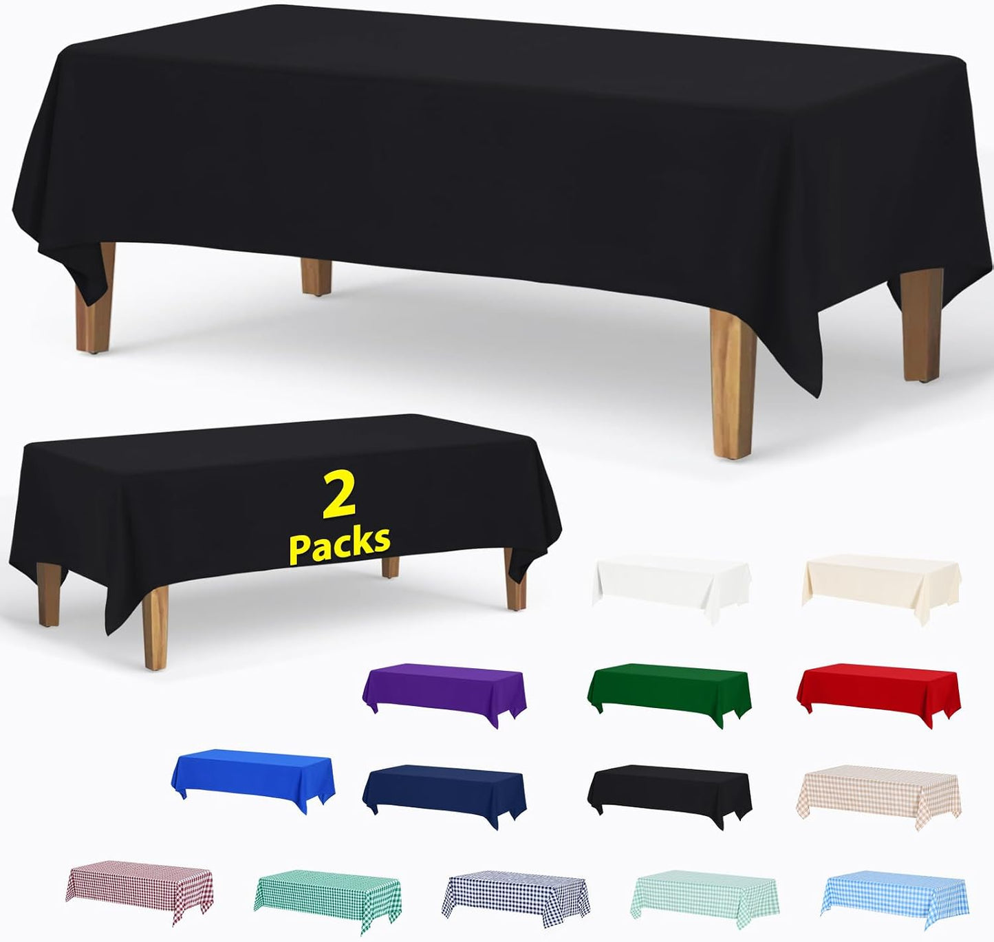 2 Manteles Poliéster 70x120pulg Negro Hogar