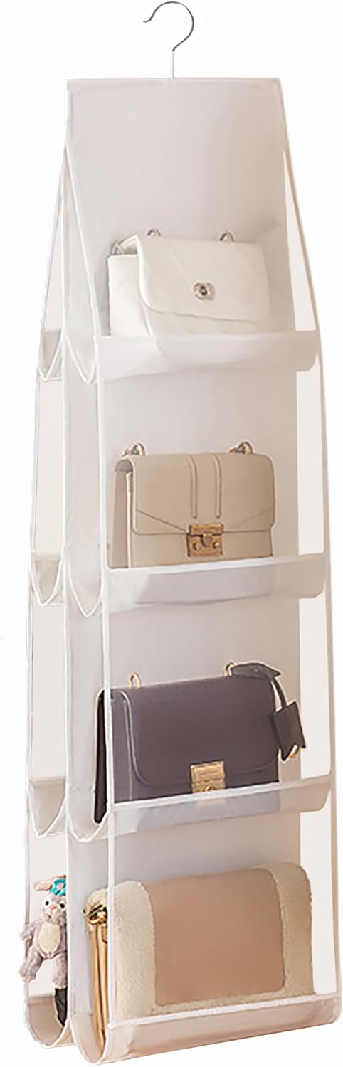 Organiz. colgante para bolsos 8 bolsillos transparentes