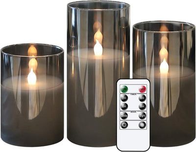 Velas LED sin flama en vidrio con control remoto 10 teclas