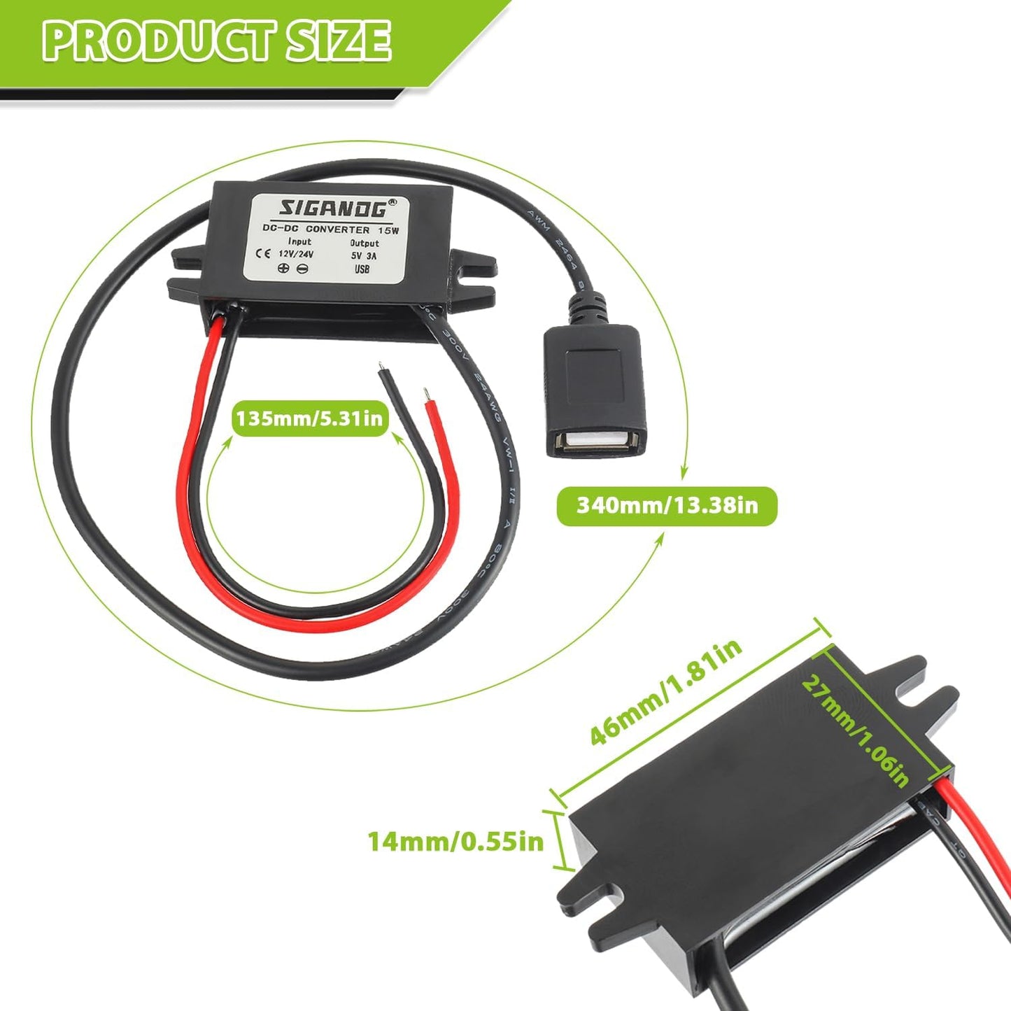 Módulo Buck convertidor USB 12V/24V a 5V coche