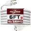 Cable extensión 6ft blanco resistente agua 16/3 SJTW 13A