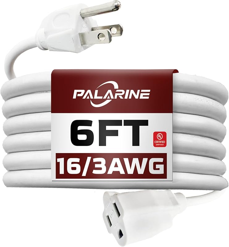 Cable extensión 6ft blanco resistente agua 16/3 SJTW 13A