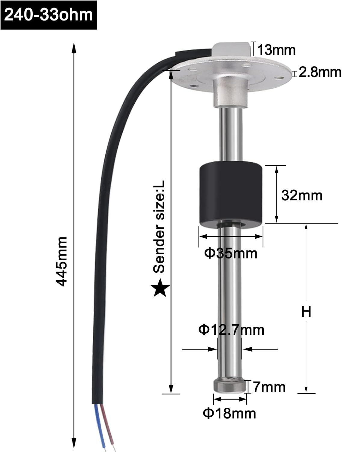 Unidad envío combustible acero inox 5 orificios para barco